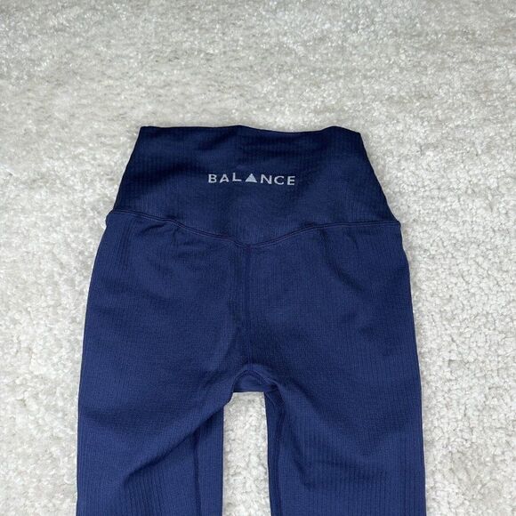 Balance Athletica Linear High Rise Ribbed Seamless Legging Navy Blue - Picture 8 of 12